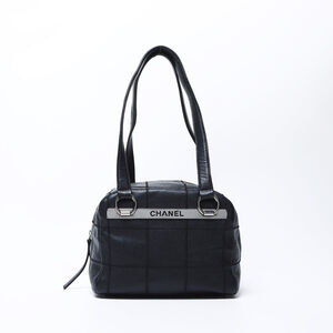 CHANEL Caviar Chocolate Bar Boston Mini Handbag, Black, WS9718